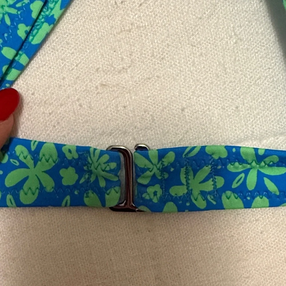 Floral Blue and Green Women's Swim Top - Picture 4 of 4